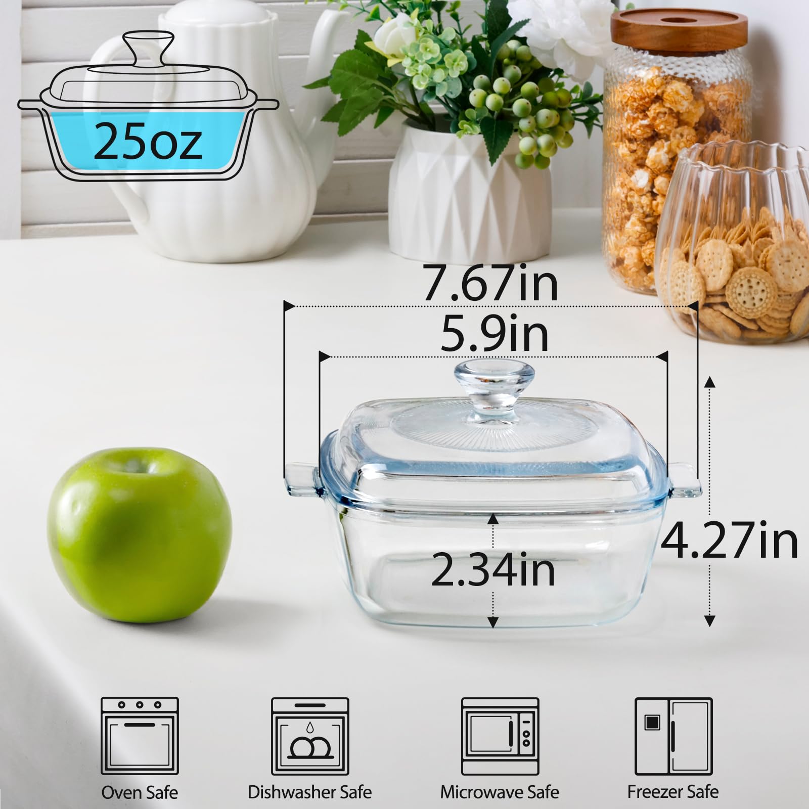 Nutriups cazuela de vidrio con tapa transparente para vigilar la cocción.