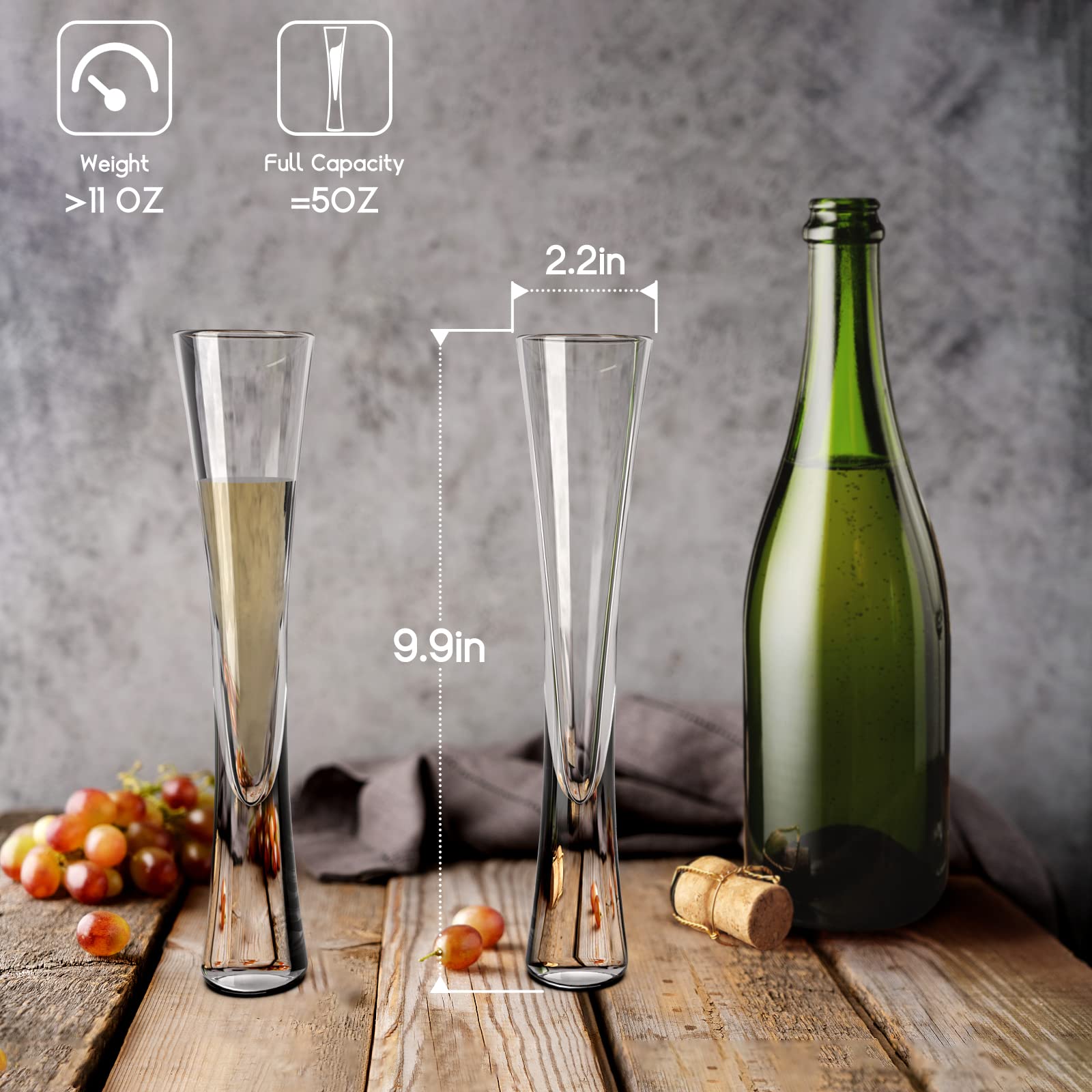 Copa NutriUPS de champán cristal claro con visión de burbujas
