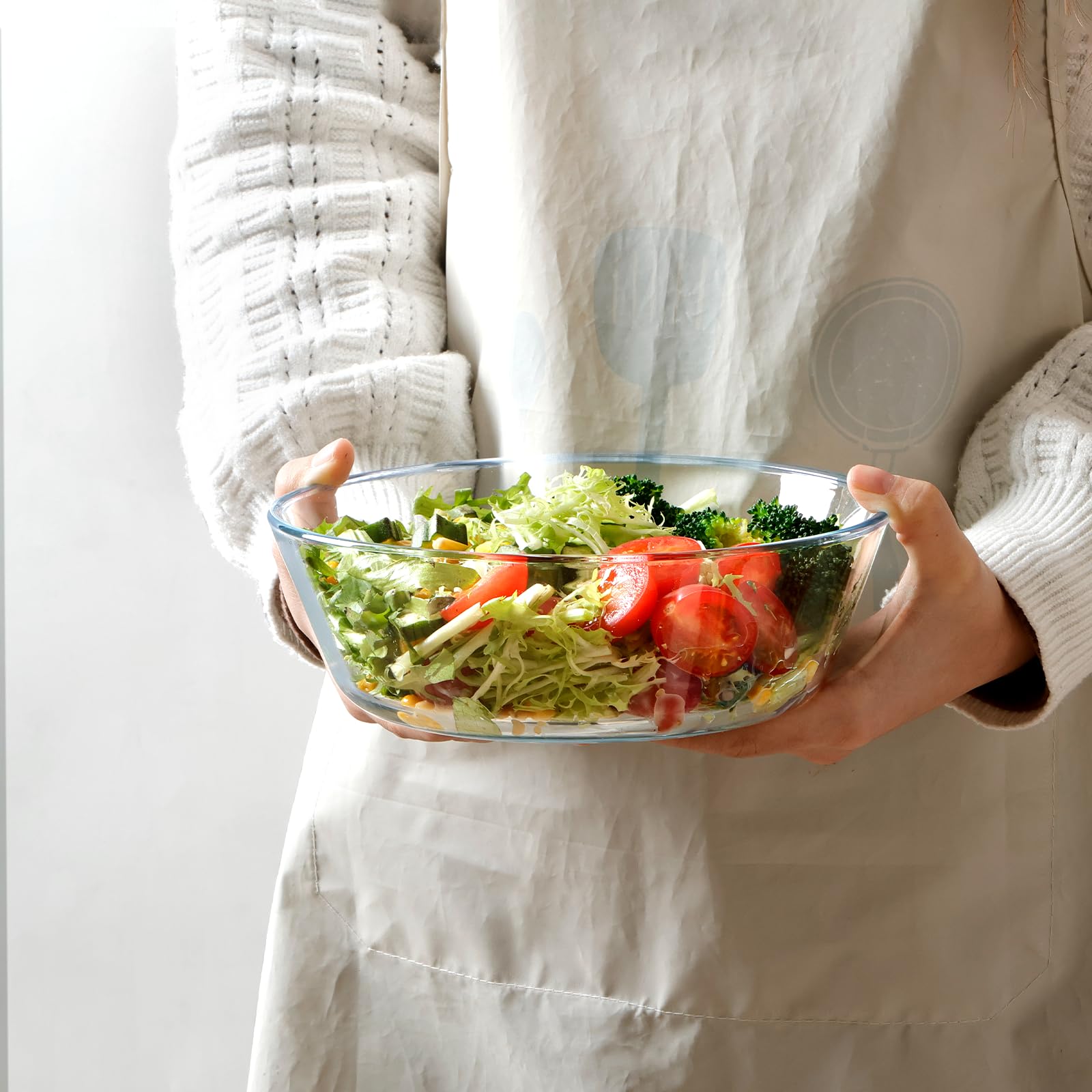 NutriUPS cuenco de vidrio templado, resistente a temperaturas extremas para preparar ingredientes.