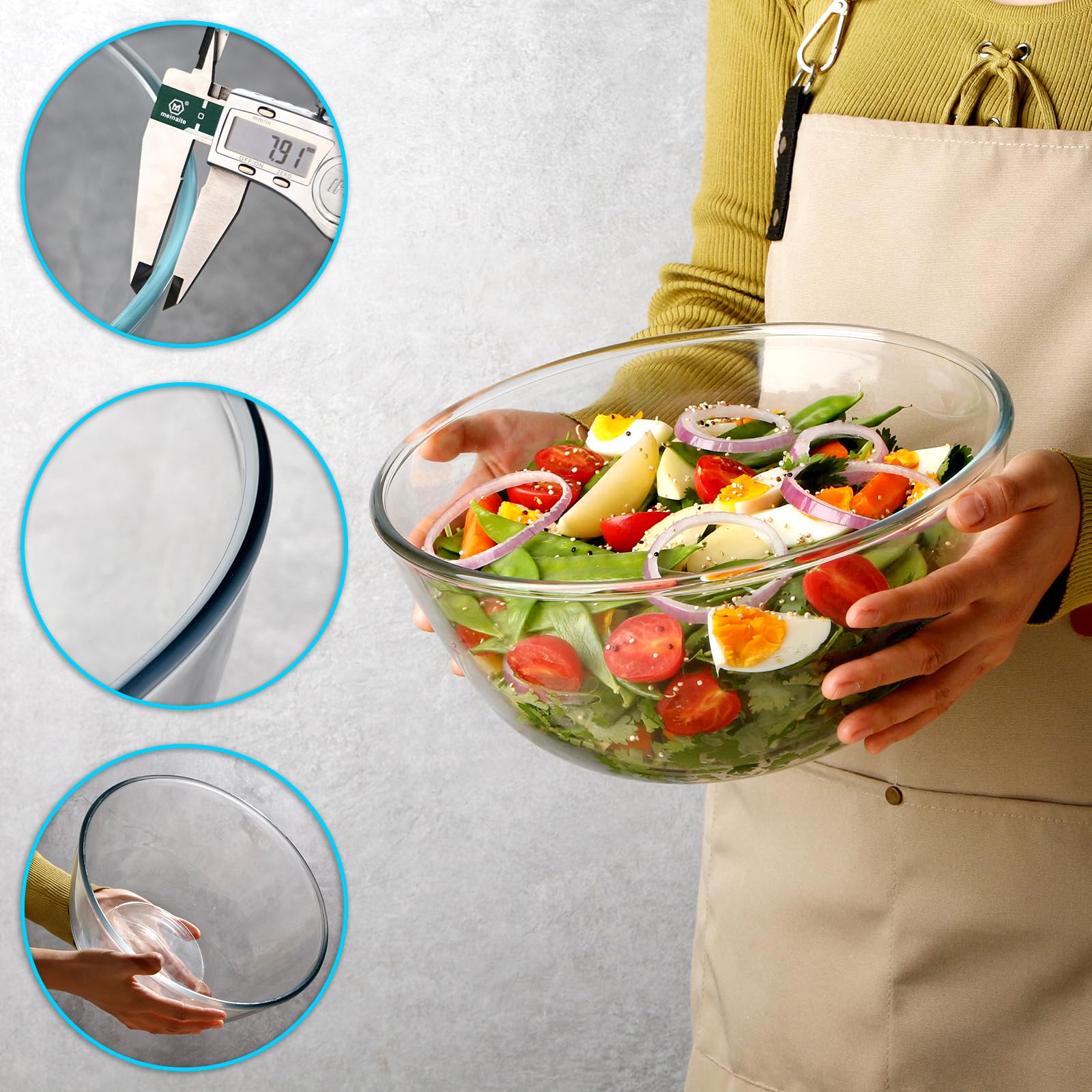 Nutriups cuenco grande de vidrio, apto para horno y microondas.