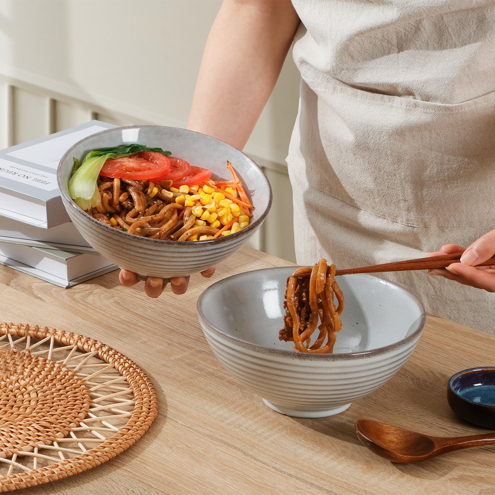 NUTRIUPS cuenco ramen grande 1183 ml, ideal para udon y miso.