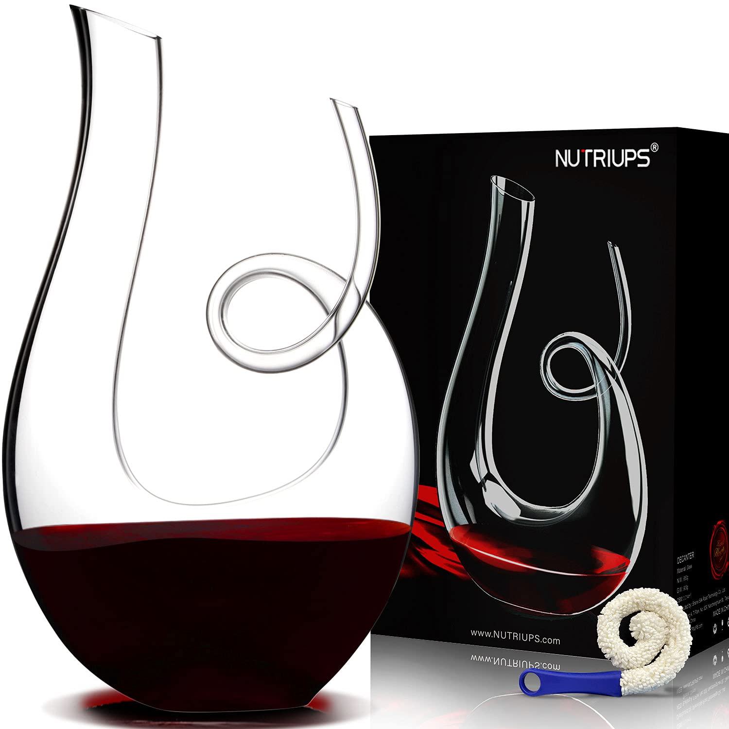 NUTRIUPS decantador vino cisne hecho a mano para oxigenar y realzar aromas.