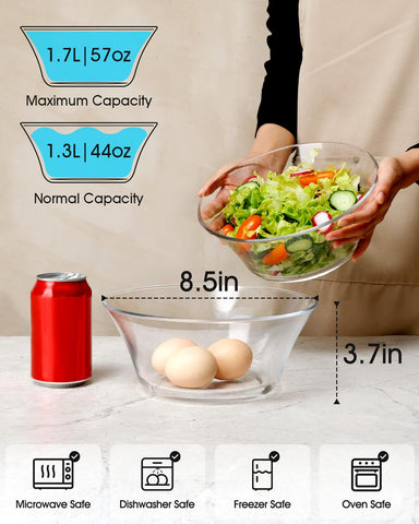 NUTRIUPS ensaladera de cristal con diseño clásico-moderno para la mesa.