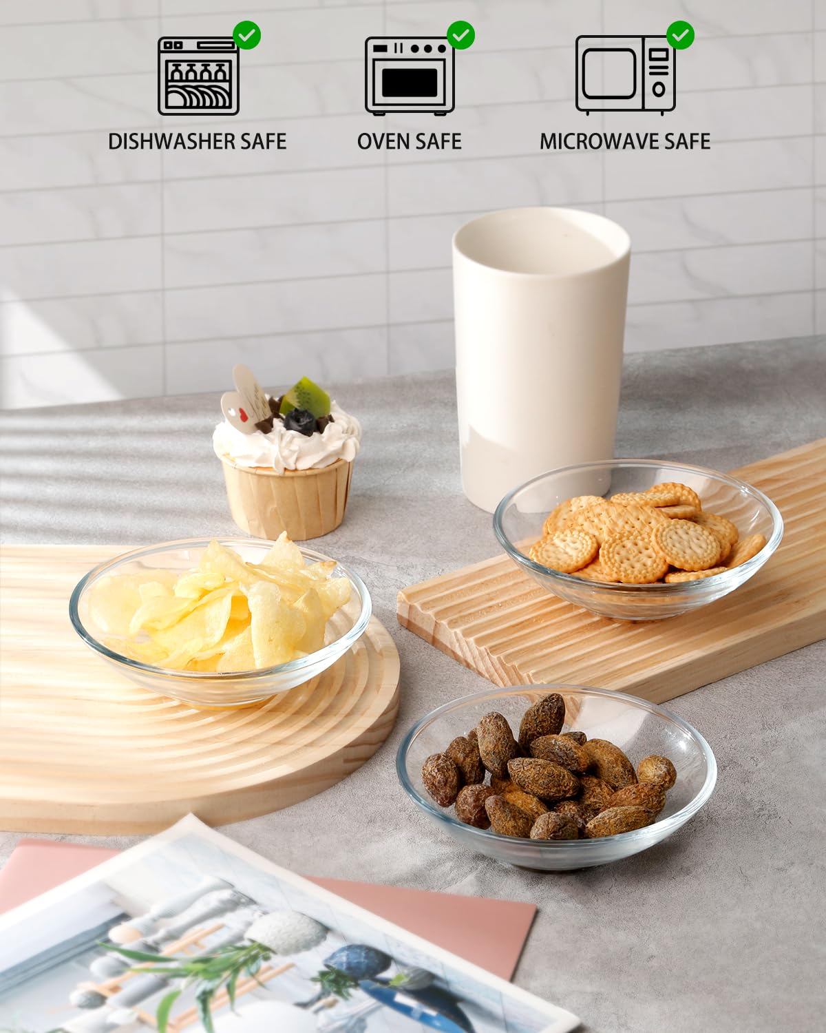 Diseño elegante NutriUPS en tazones, realzan ensaladas y postres.