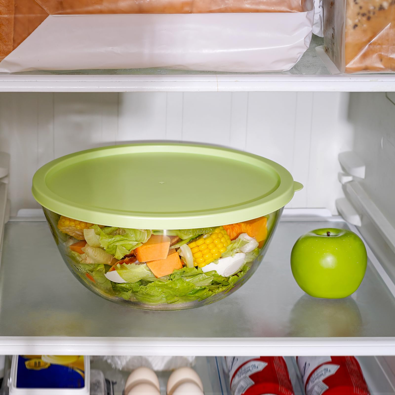 NUTRIUPS ensaladera de vidrio multifuncional, sirve, mezcla y almacena con estilo.