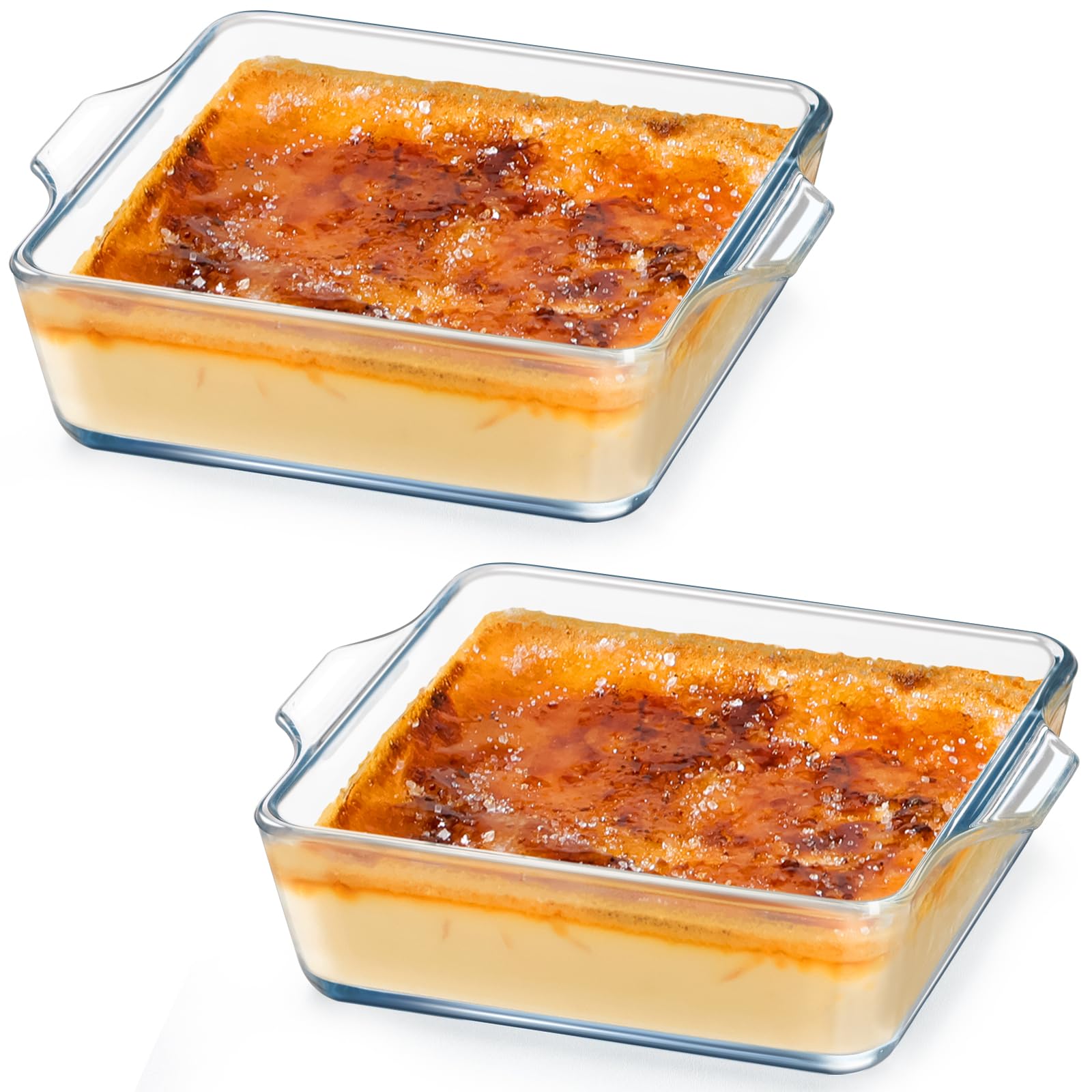 NUTRIUPS mini cuadraado de vidrio para horno, ideal para porciones individuales.