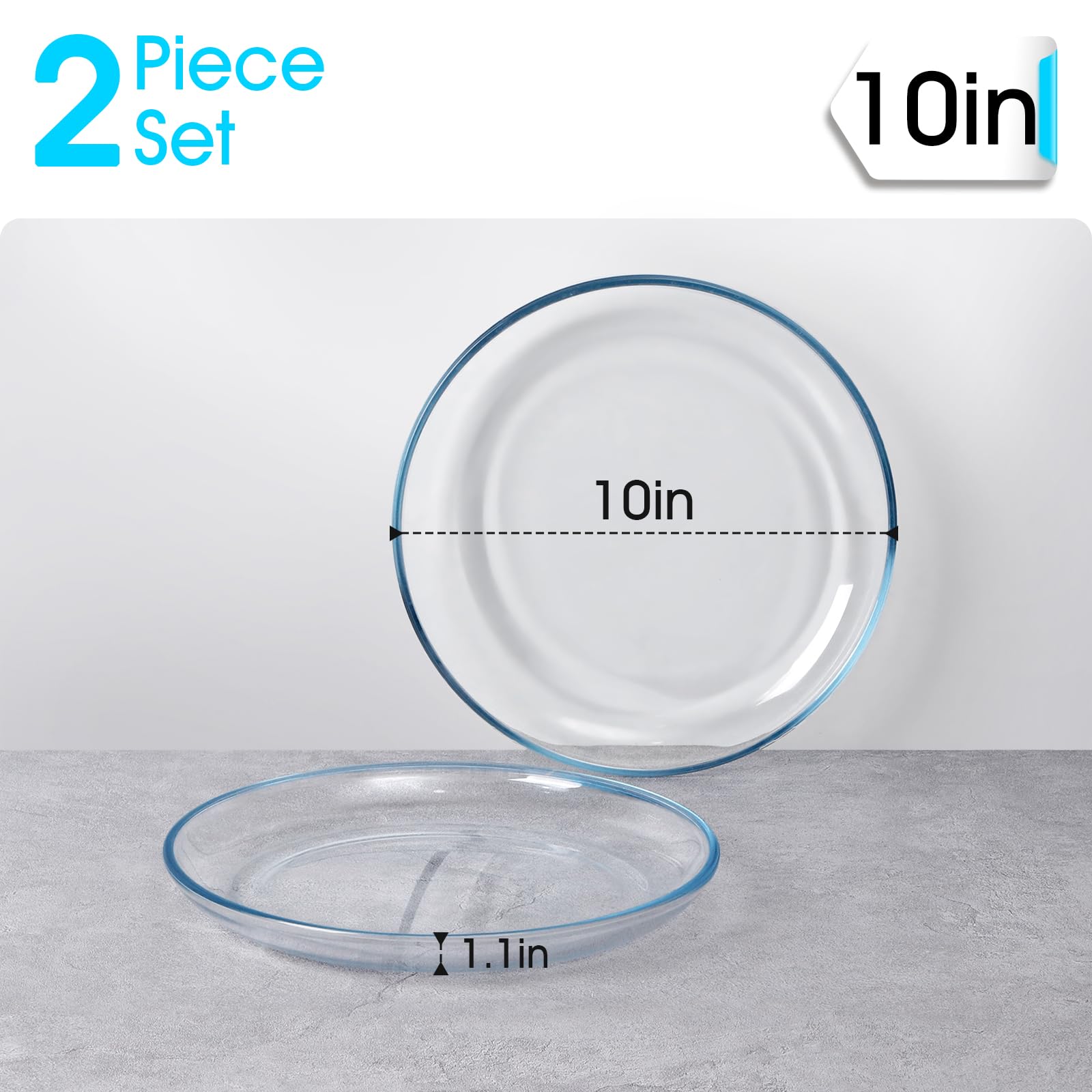 Plato NUTRIUPS de vidrio claro de 10 pulgadas, perfecto para servir aperitivos.