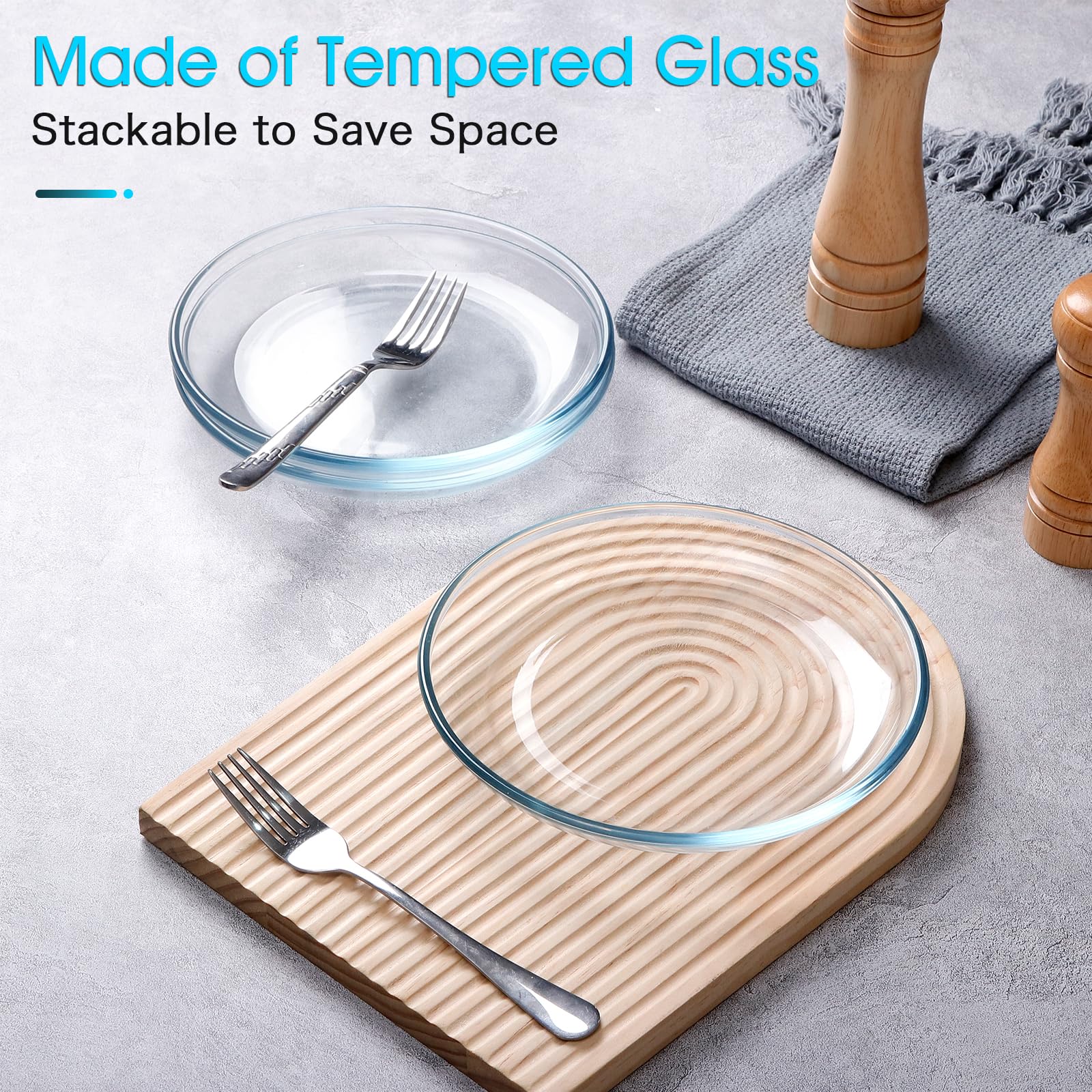Plato de vidrio templado NUTRIUPS para uso diario en la cocina.