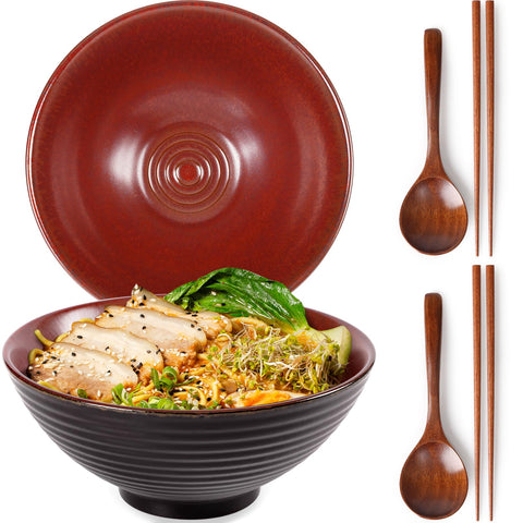 Tazón ramen NUTRIUPS de cerámica de 8 pulgadas, ideal para ramen caliente y presentación elegante.