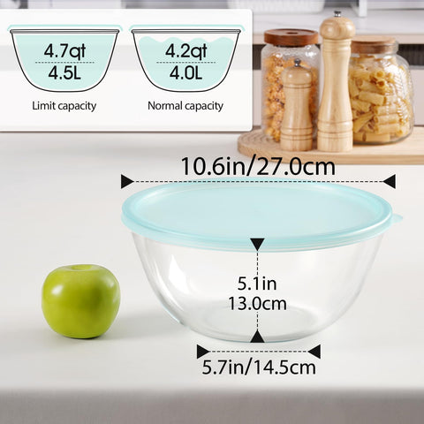 NUTRIUPS tazón de vidrio claro con tapa, ideal para ensaladas en la mesa