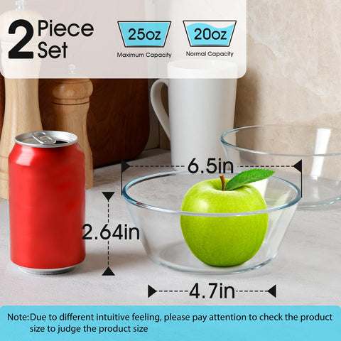 Tazones de vidrio NUTRIUPS claros para cereal y porciones de fruta.
