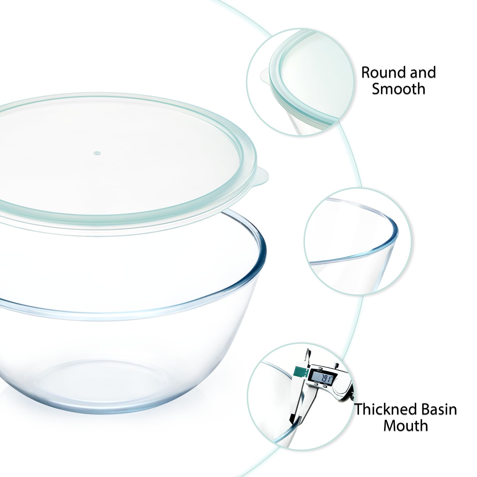 NUTRIUPS tazón de vidrio grande, diseño de borosilicado resistente al calor