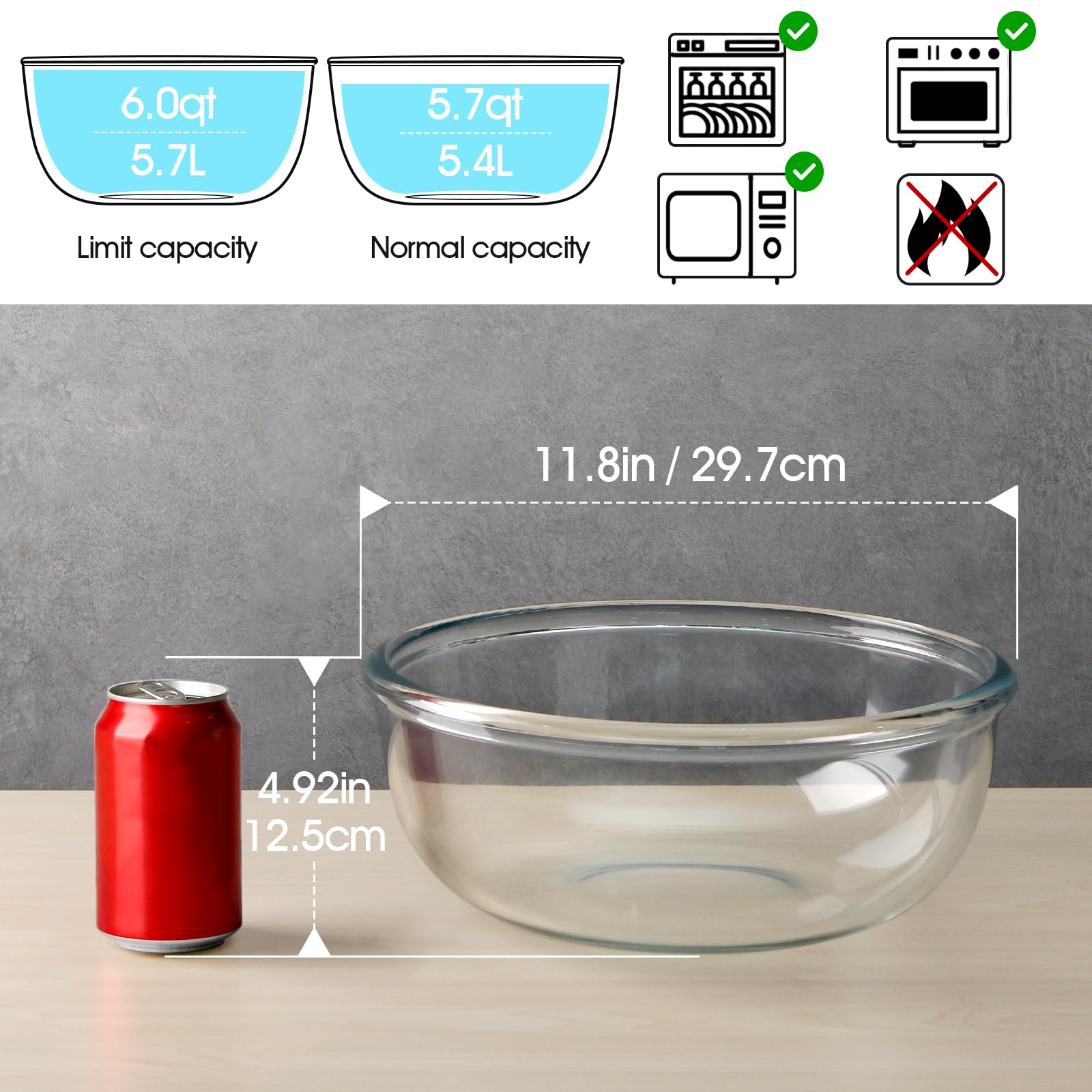 NUTRIUPS vidrio transparente para ensaladas, permite vigilar la mezcla mientras cocina.