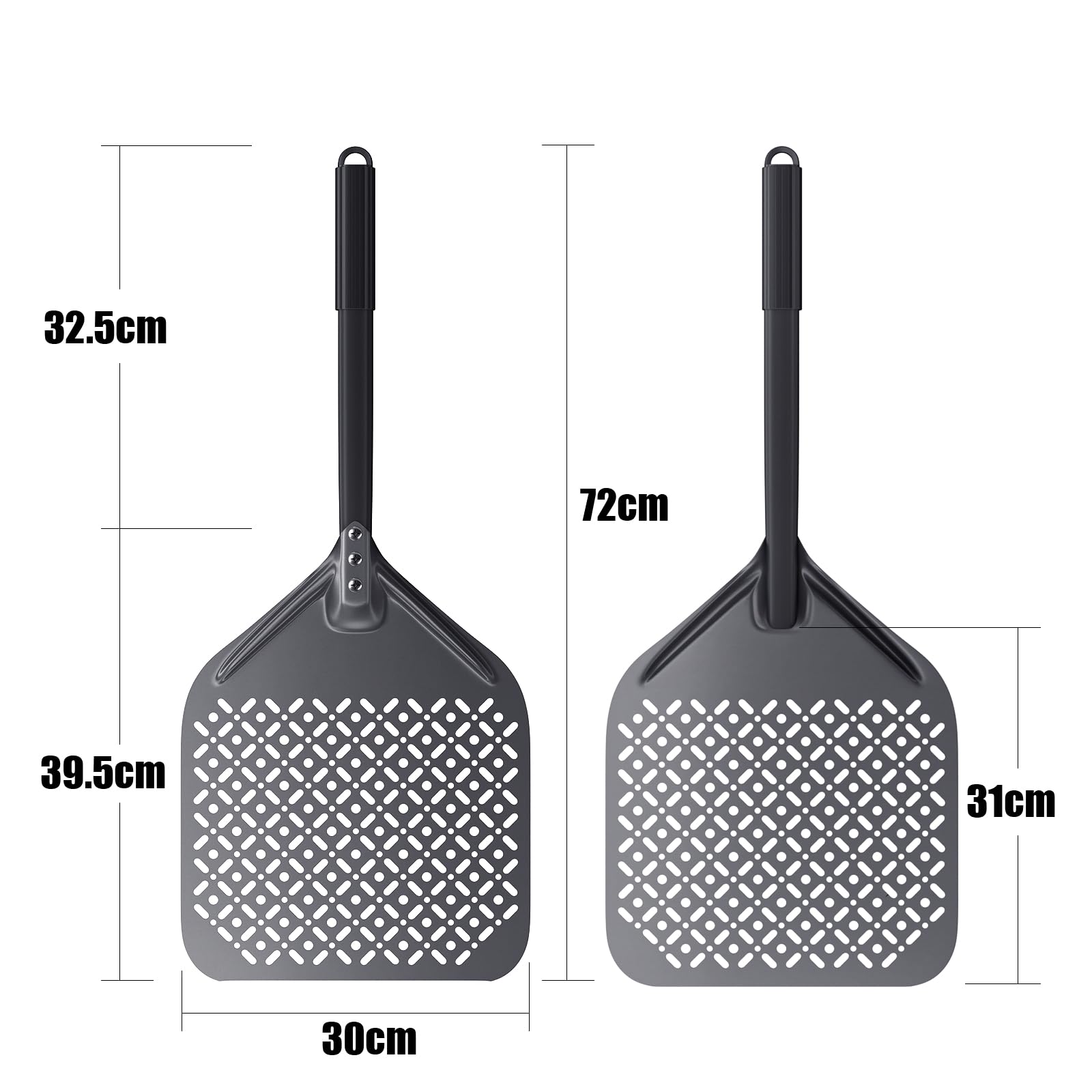 Pala redonda Nutuni de 9 pulgadas con mango doble para mayor control.