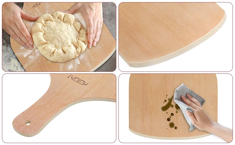 NUTUNI paleta de pizza de madera 12 pulgadas juego de dos para cocinar.