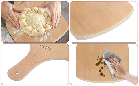 NUTUNI paleta de pizza de madera 12 pulgadas juego de dos para cocinar.
