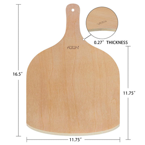 NUTUNI paleta de pizza de madera 12 pulgadas traslado seguro de pizza al horno.