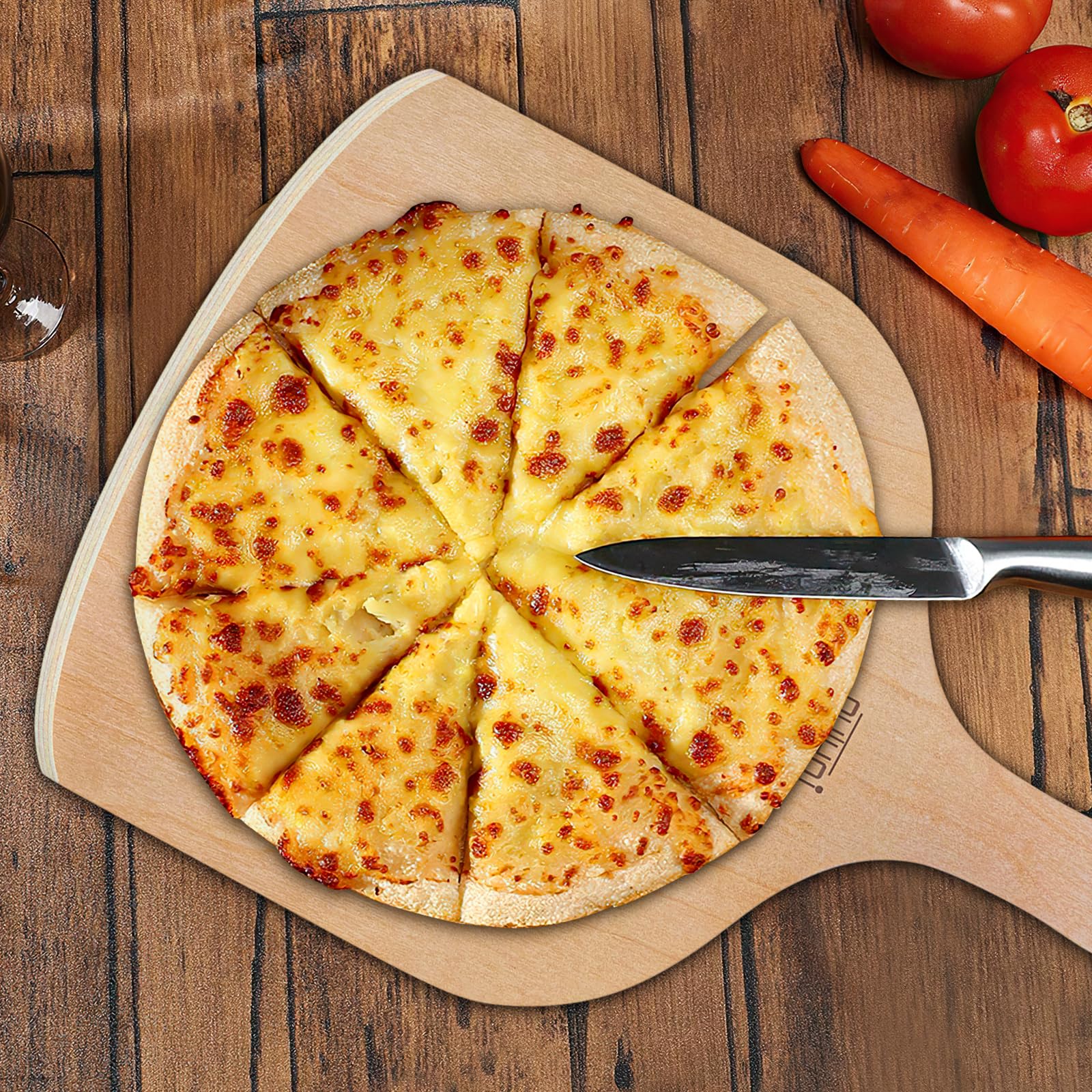 NUTUNI paleta de pizza de madera 12 pulgadas uso en horno y piedra para pizza.