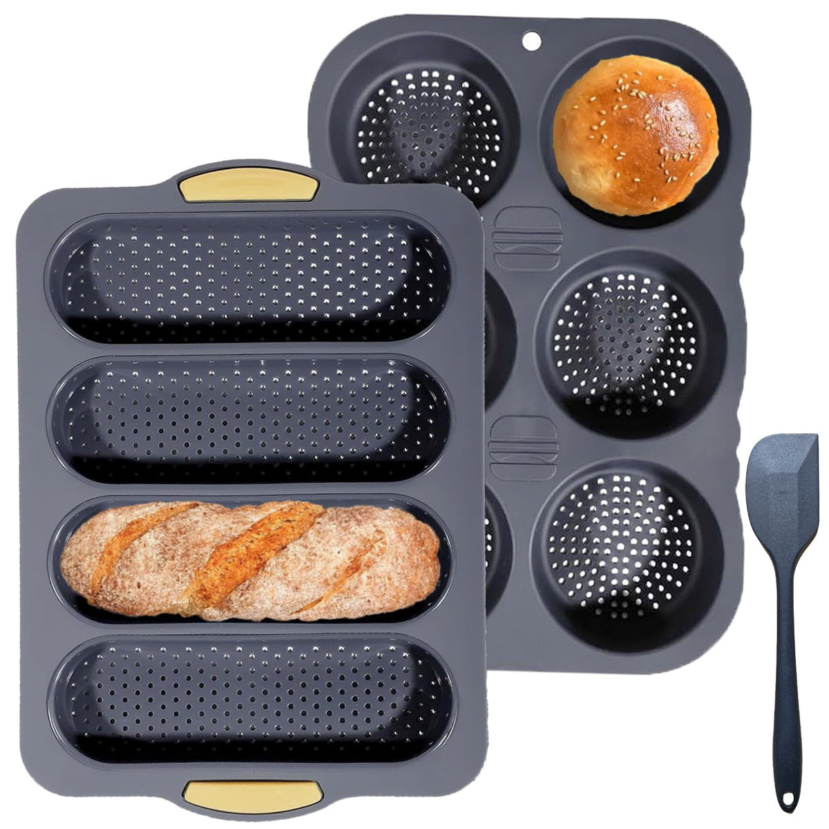 nuuubik molde silicona hamburguesa bollo para pan casero, desmolde suave