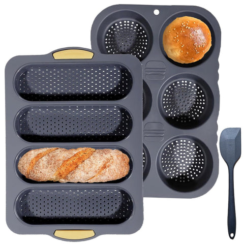 nuuubik molde silicona hamburguesa bollo para pan casero, desmolde suave