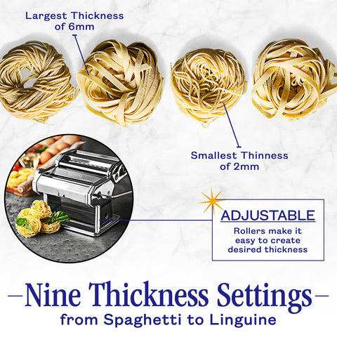 Nuvantee Máquina para Pasta con cortes de 2 mm y 6 mm para espagueti y fettuccine.