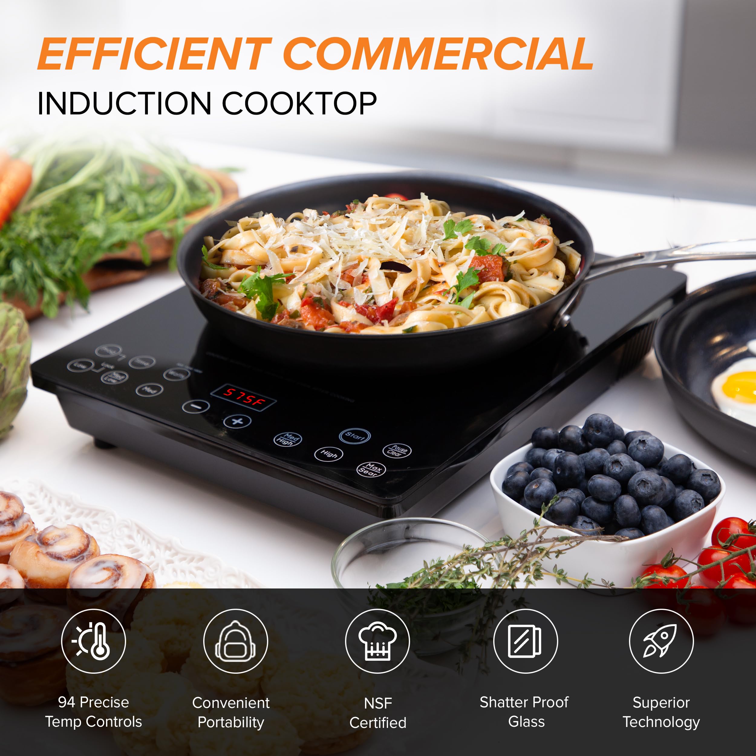 Nuwave Pro Chef control de temperatura con 94 ajustes para diversos métodos.