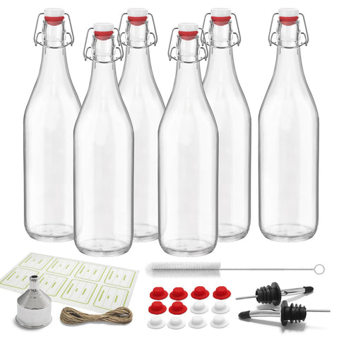 nvioasport botellas de vidrio con tapa giratoria 1 L para conservar bebidas