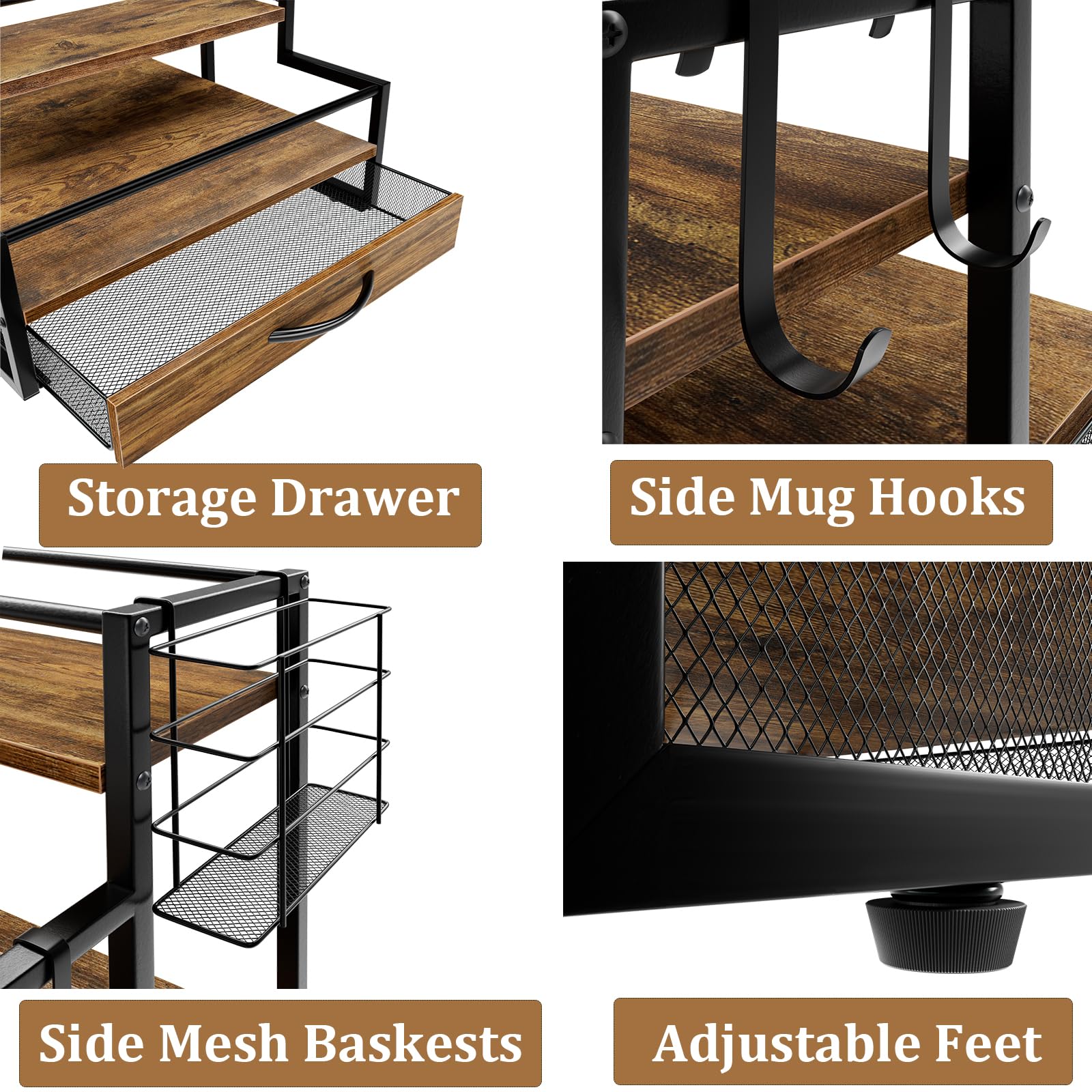 NWJY estructura madera con marco metal negro para durabilidad