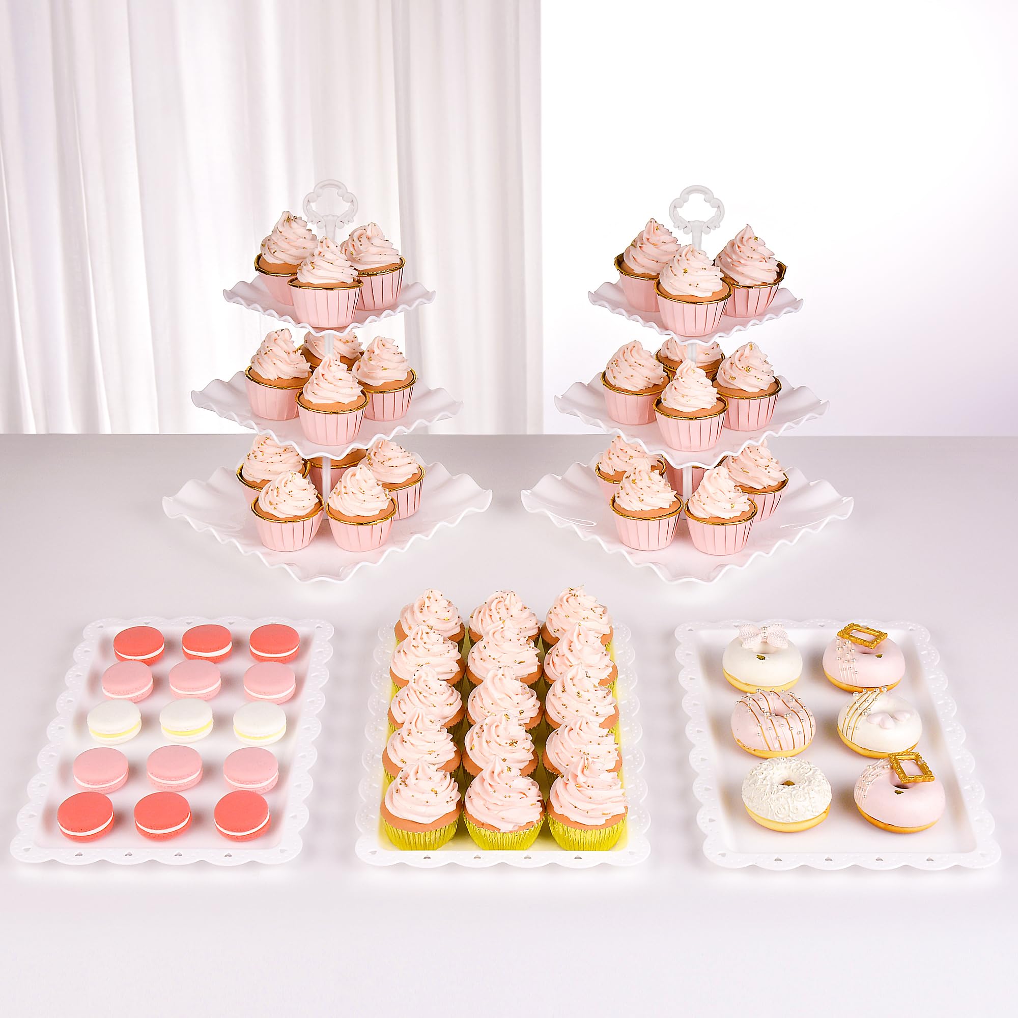 NWK portapasteles grande 3 niveles, ideal para pasteles y cupcakes