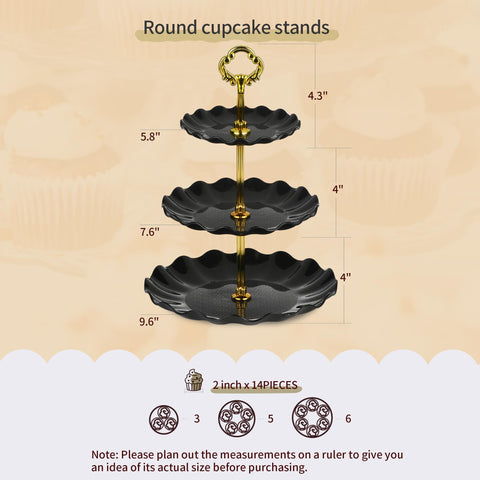 NWK soportes dos niveles negro, perfectos para cupcakes y aperitivos