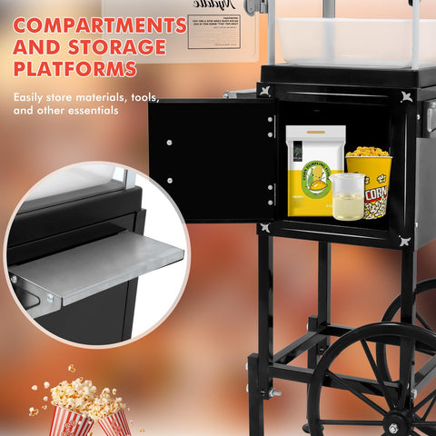 Nyddle carro-servicio palomitas, movilidad estable para eventos o en casa
