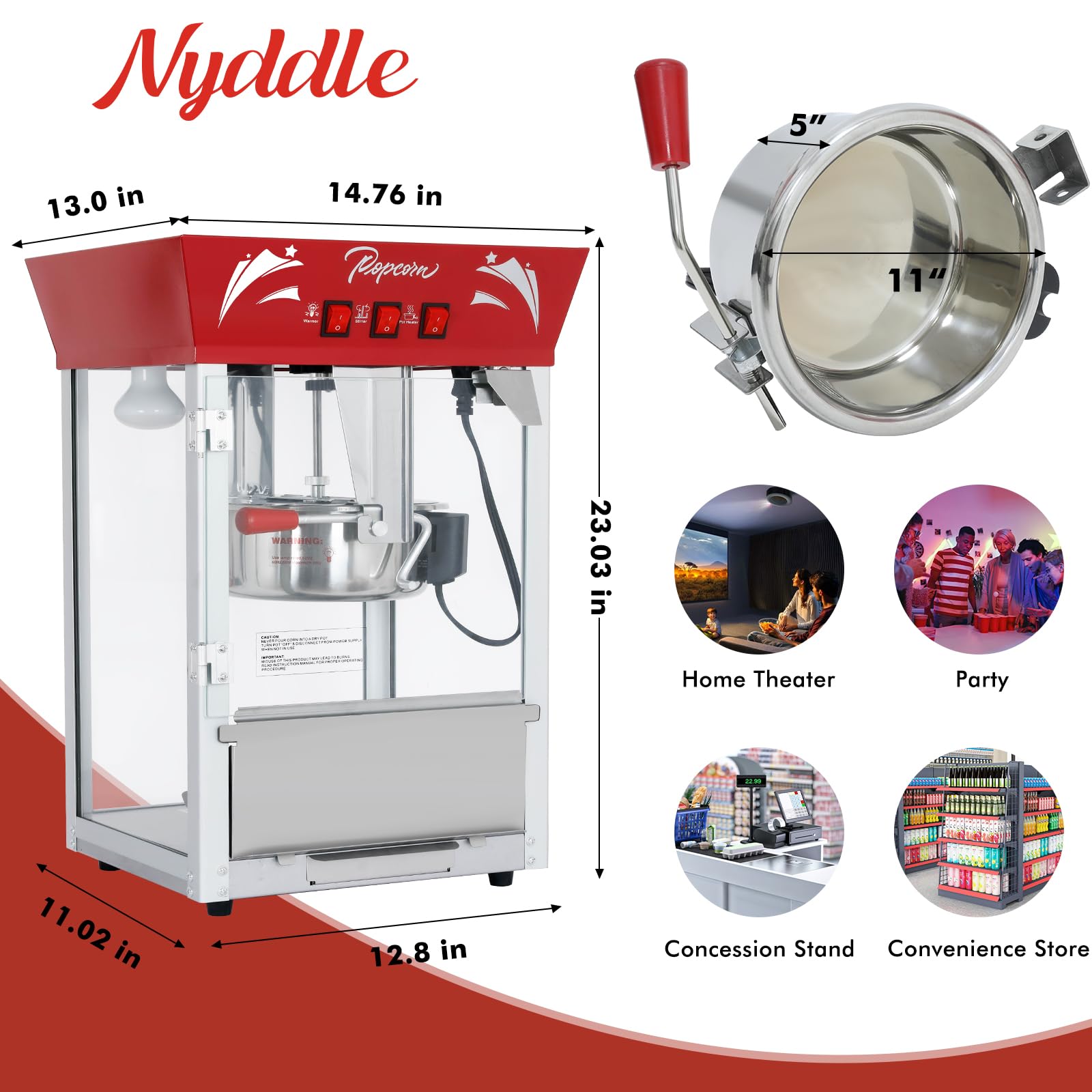 Nyddle cazo de 12 onzas en acero inoxidable para porciones consistentes.