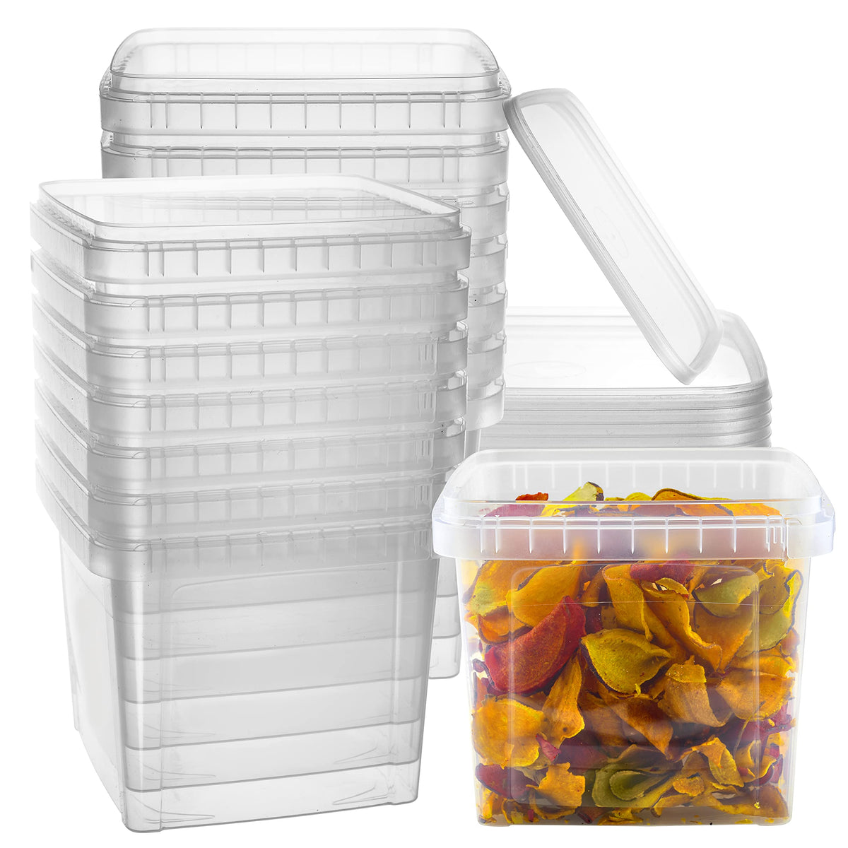 NYHI contenedores rectangulares 64oz con tapas herméticas para almacenamiento seguro