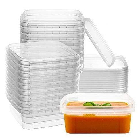 Conjunto NYHI de plástico claro 8 oz, apilables para ahorrar espacio.