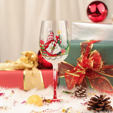 NymphFable gnomos navideños en el trineo, arte exclusivo para mesa festiva.