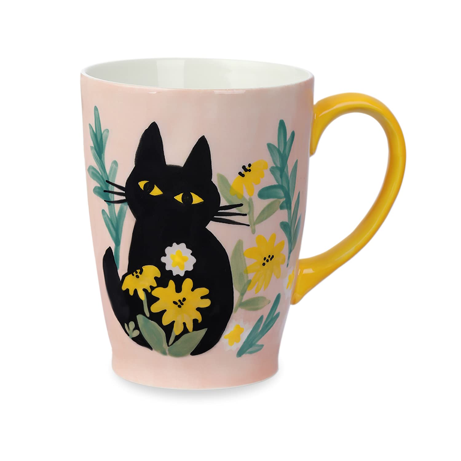 Taza NymphFable con detalle artesanal del gato, ideal para café matutino