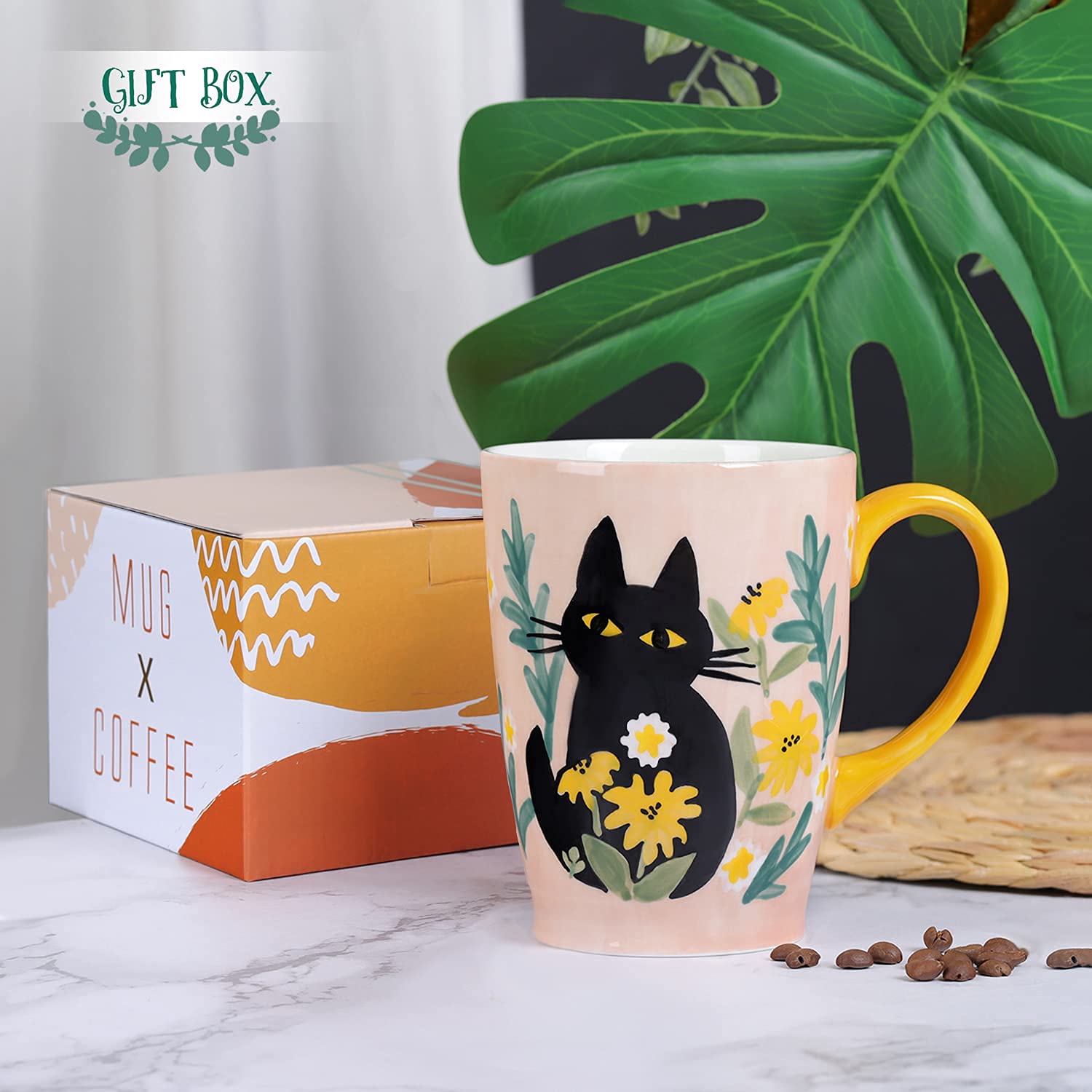 Regalo navideño perfecto: taza NymphFable con gato pintado a mano