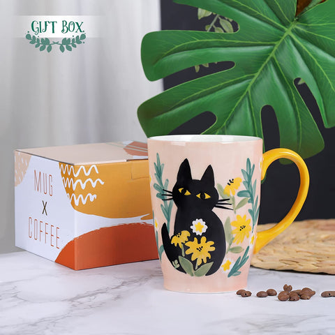 Regalo navideño perfecto: taza NymphFable con gato pintado a mano