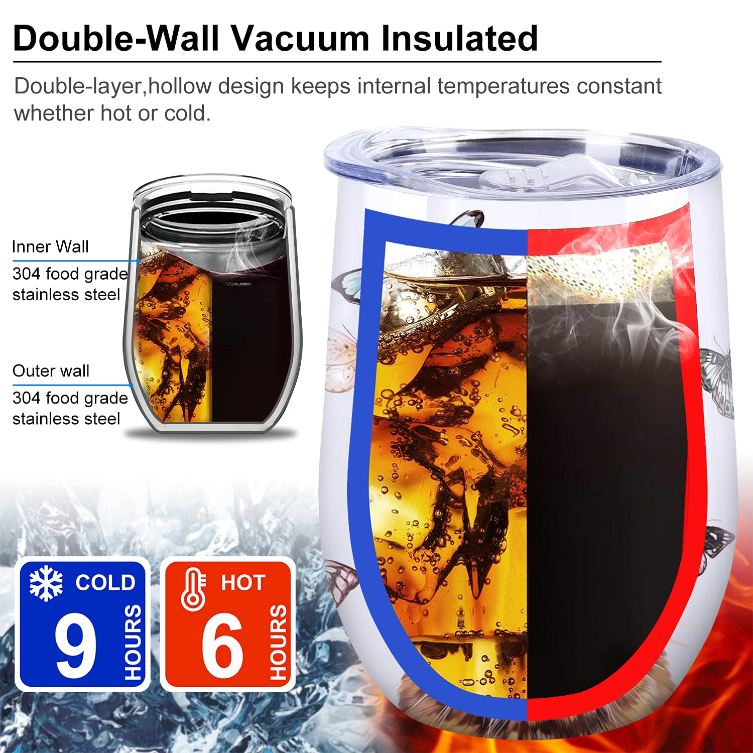 NymphFable vaso sin tallo con doble pared para exteriores.