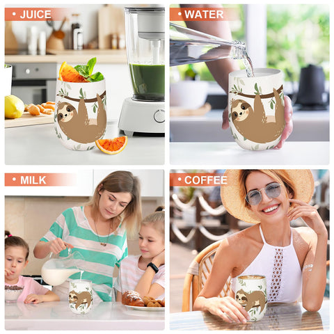 Vaso de acero inoxidable NymphFable 12oz con diseño de perezoso