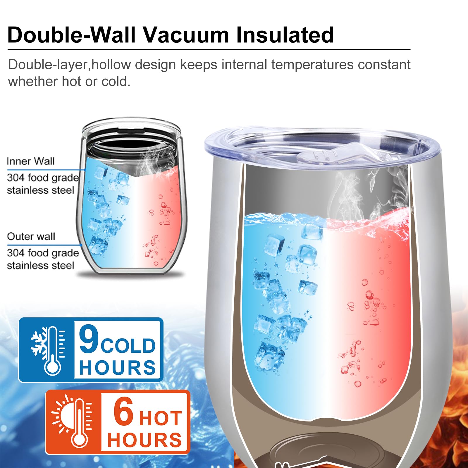Vaso multisusos NymphFable 12oz con doble pared para diversas bebidas