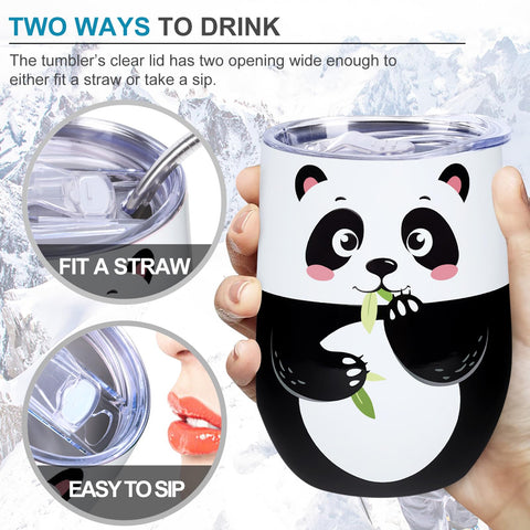 Vaso NymphFable panda ergonómico con agarre cómodo y seguro.