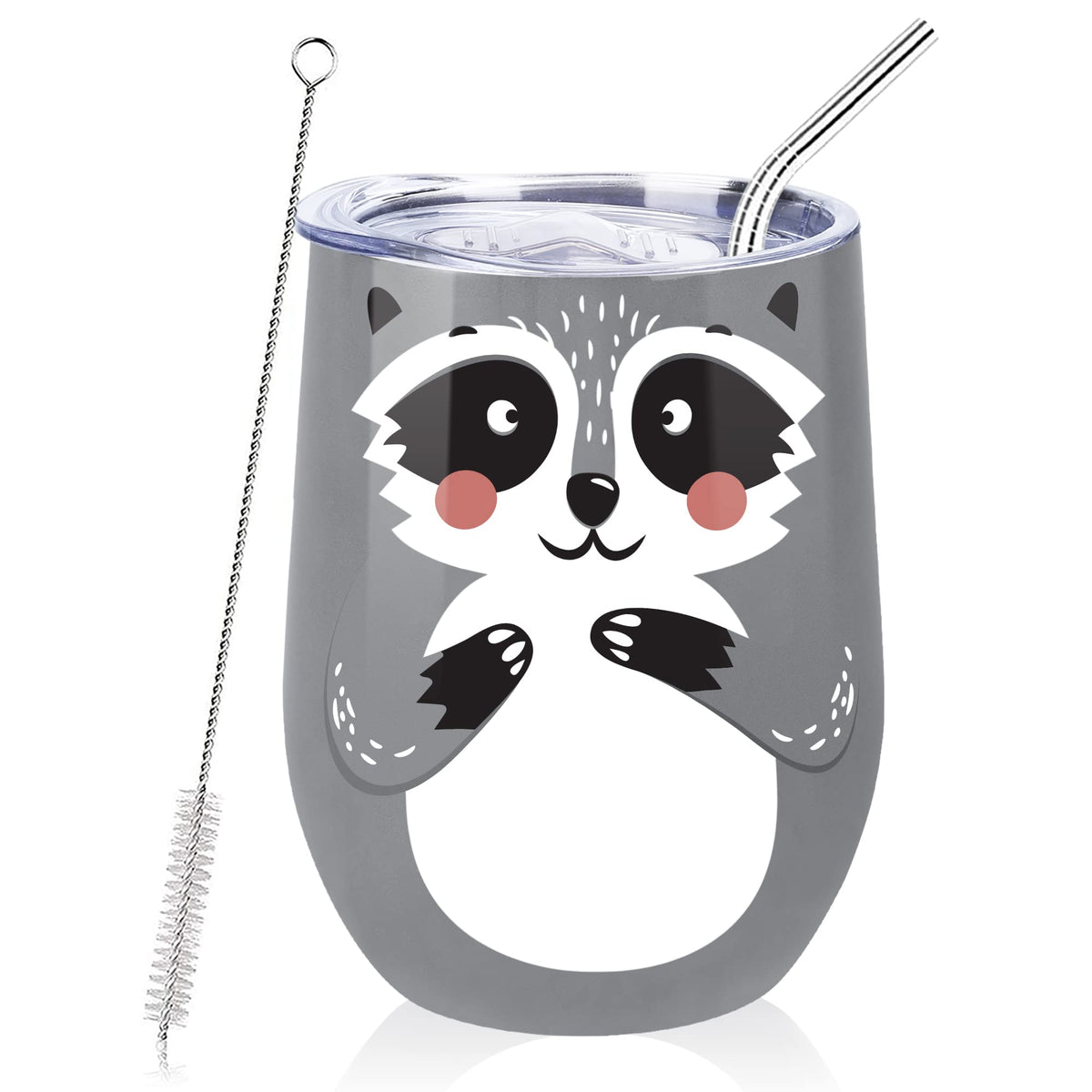 Vaso termico NymphFable con patron mapache para bebidas calientes o frías