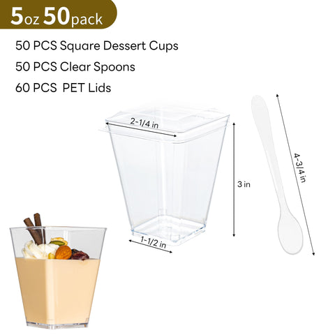 NZVCN copas postre cuadradas transparentes de 5oz para porciones individuales
