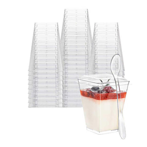 Vaso NZVCN de postre transparente y cuadrado para porciones pequeñas