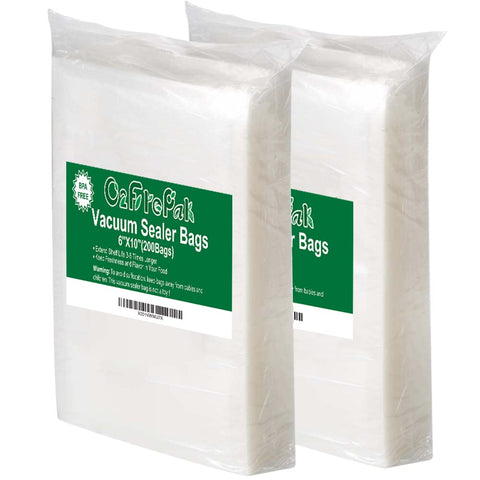Bolsas O2frepak para sellado al vacío 6x10 precortadas, ideal para almacenamiento rápido.