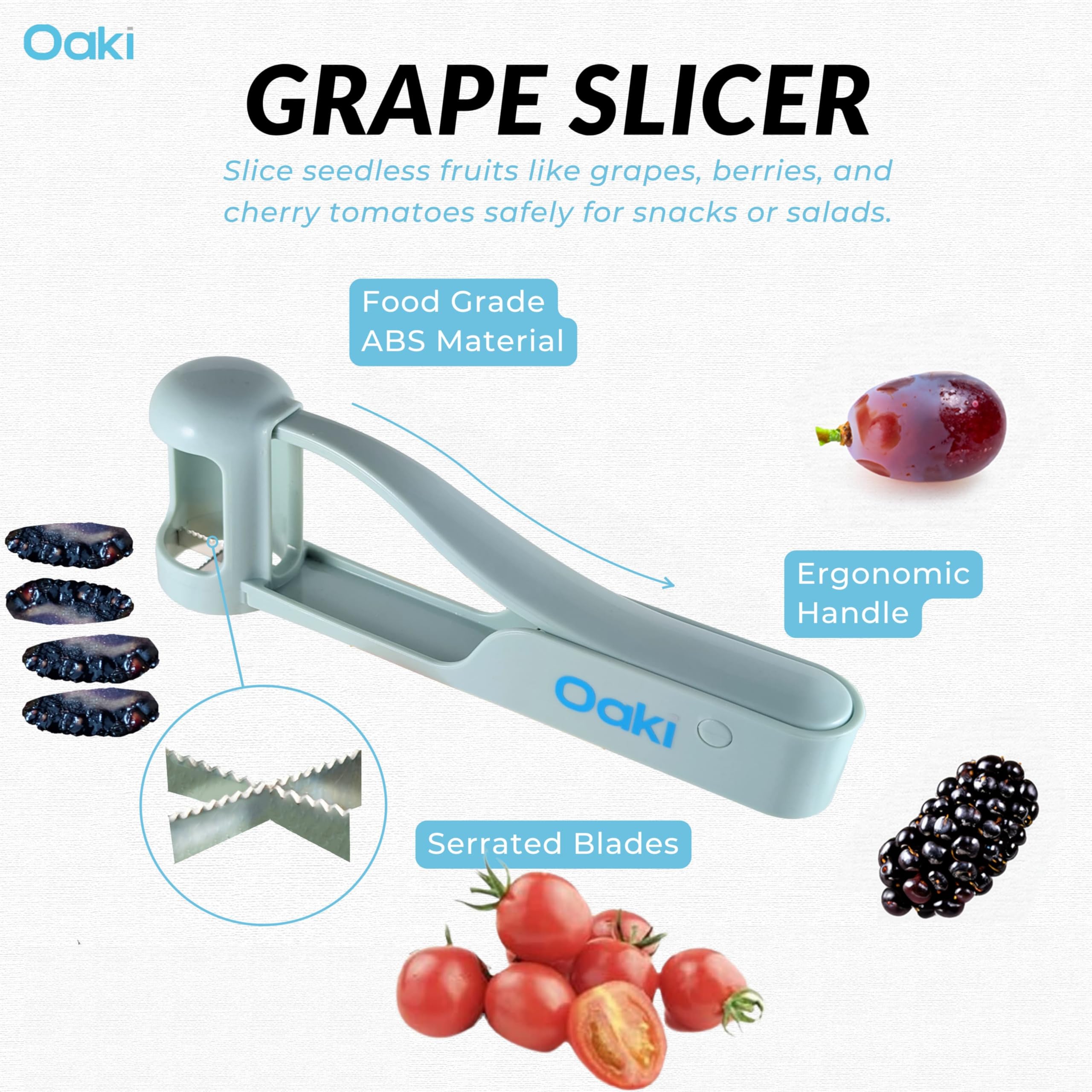 Oaki Bitty Bites seguro para manos pequeñas durante la merienda.