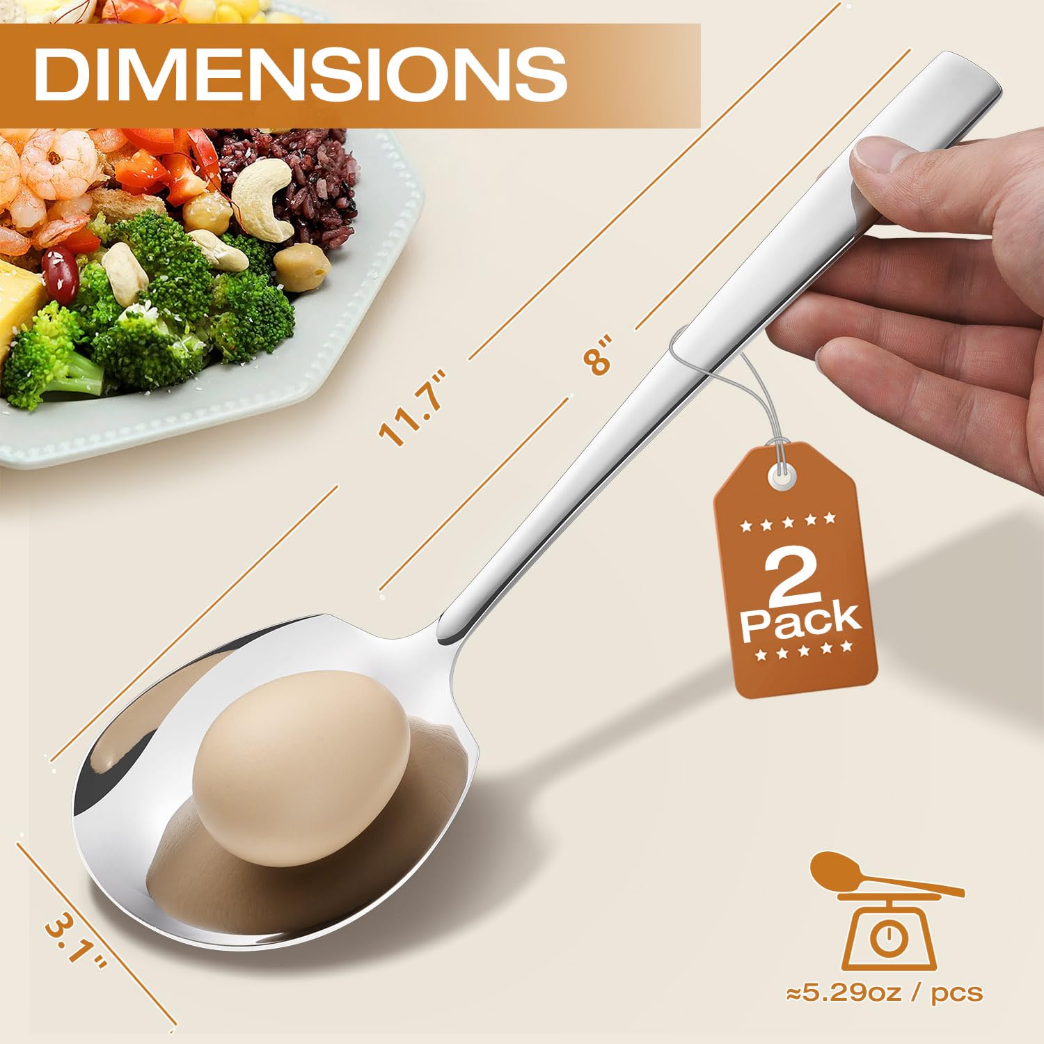 Juego de dos cucharas para servir Oakibee, ideal para buffet y banquetes.
