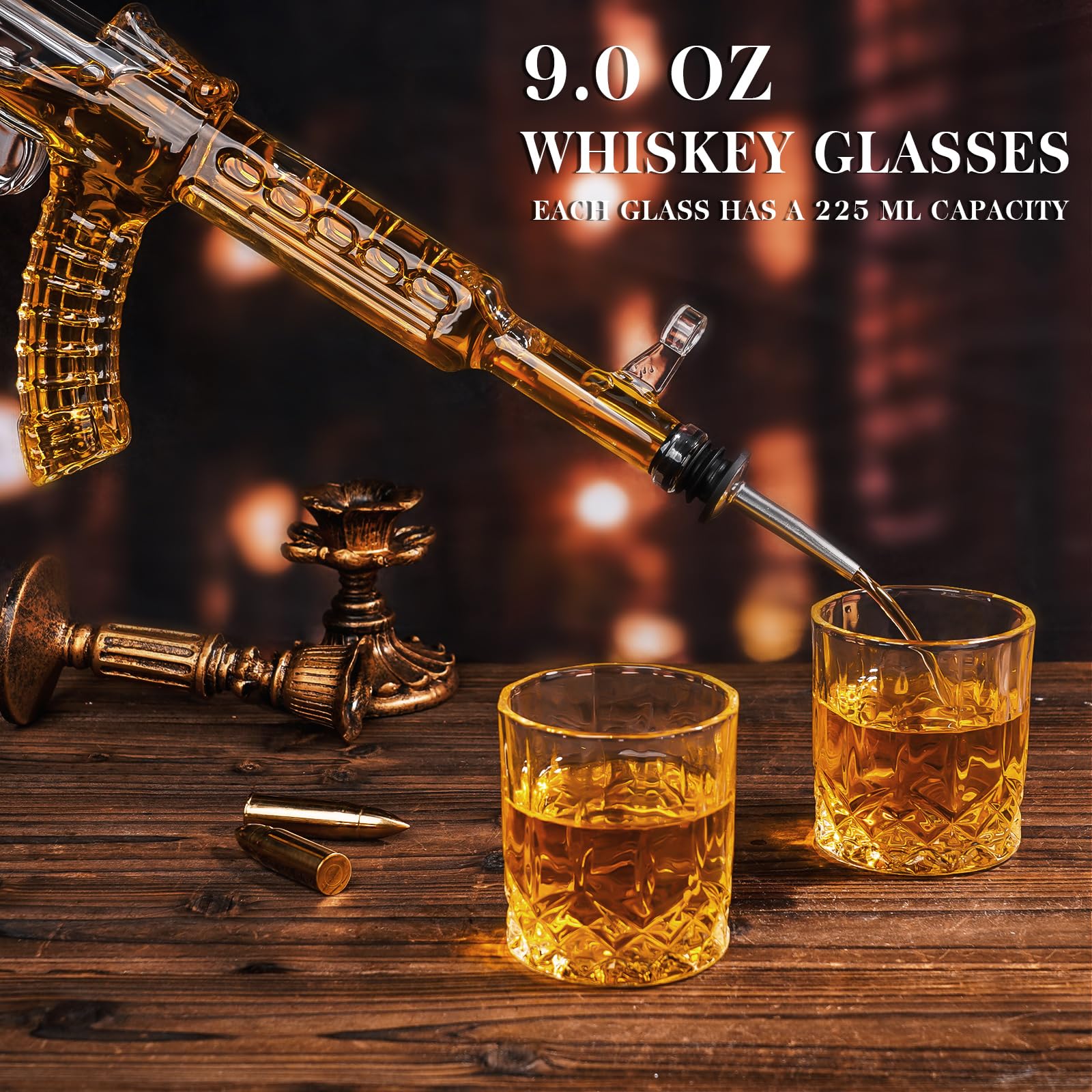 Oaksea tapón dorado para decantador, sellado seguro y elegante