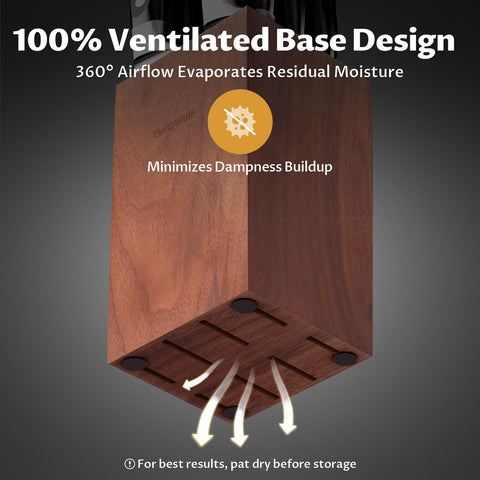 Base ventilada 360° de OAKSWARE para secado sin humedad.